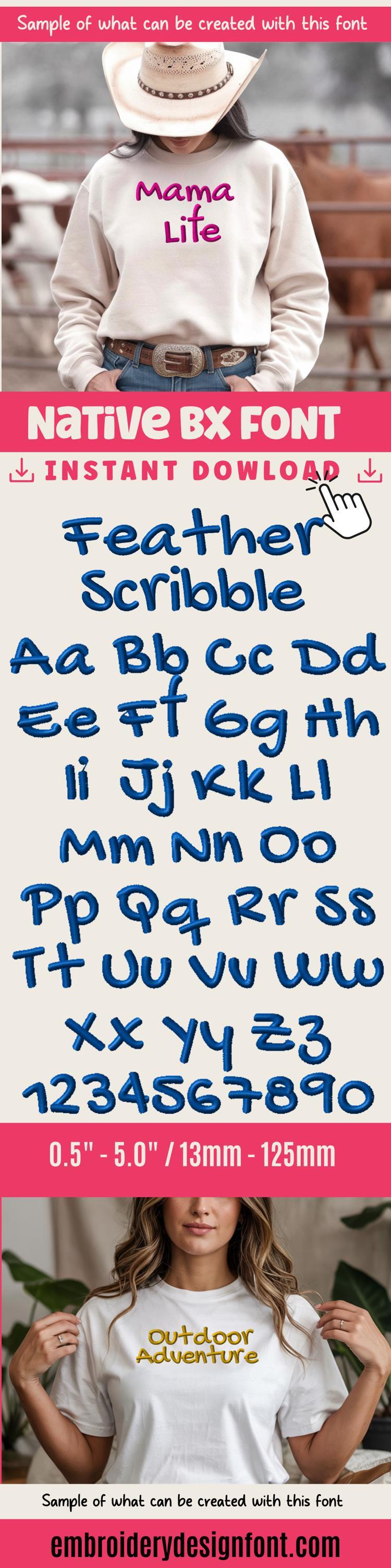 Native BX Font, Coastal Hug Embroidery, 13-125mm, Object, Editable