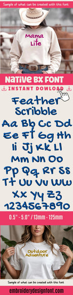 Native BX Font, Coastal Hug Embroidery, 13-125mm, Object, Editable