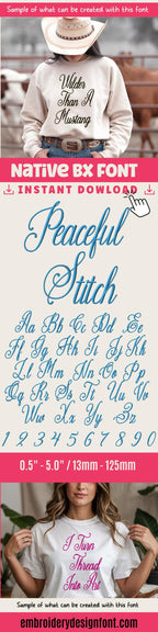 BX Embroidery Font, Skinny Script Peaceful Stitch, PES DST Cursive