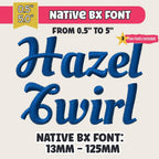 BX Embroidery Font Coastal Hug X, Native Embrilliance Ready 13-125mm