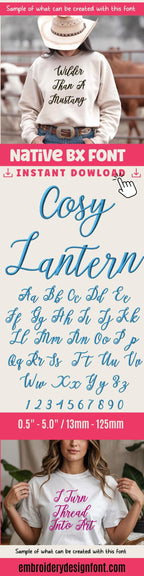 BX Embroidery Font' Coastal Hug Script Alphabet, PES-DST, 13-125mm