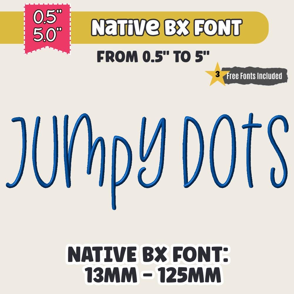 Native BX Embroidery Font, Jumpy Dots Elegant Vintage Alphabet XL