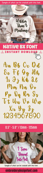 BX Embroidery Font, Coastal Hug Script, 13mm-125mm Resizable Mono