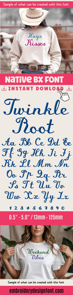 BX Embroidery Font, Coastal Hug Native BX, 13mm-125mm Editable Pro