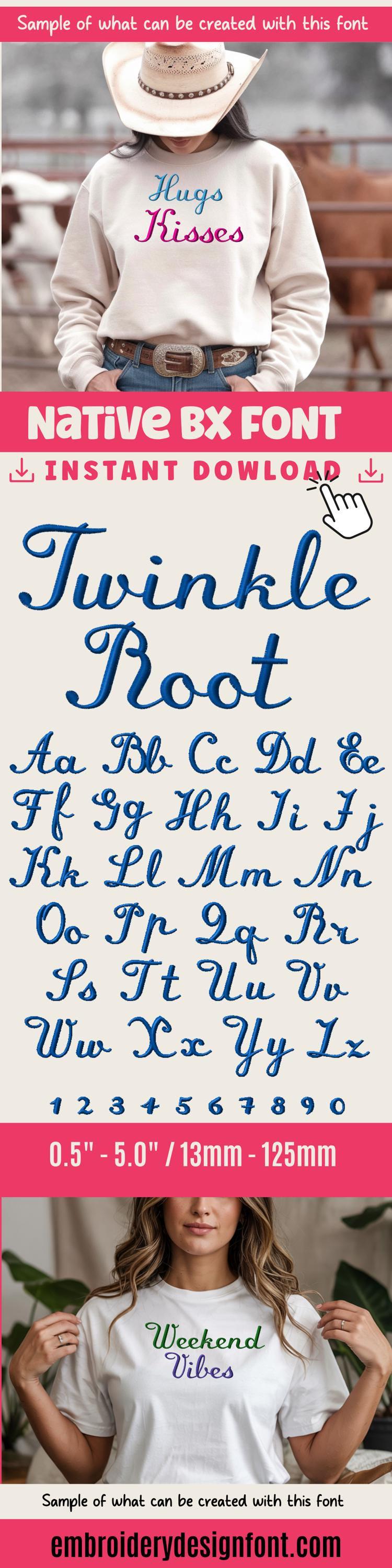 BX Embroidery Font, Coastal Hug Native BX, 13mm-125mm Editable Pro