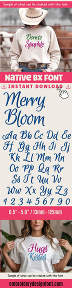Native BX Font, Coastal Hug Embroidery BX, 13mm-125mm Scalable HD