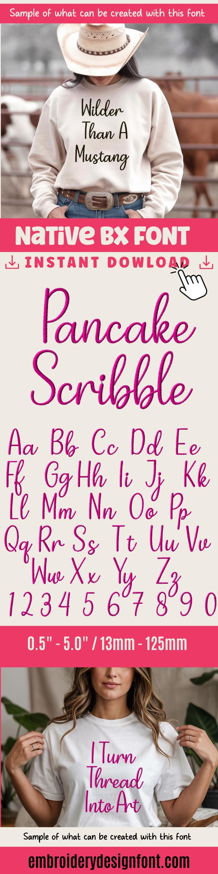 Bx Embroidery Font, Coastal Hug Script, Cursive Monogram, 13-125mm