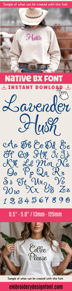 Native Bx Embroidery Font, Coastal Hug BX, 13-125mm Embrilliance v1