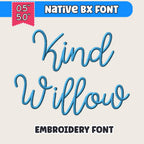 BX Embroidery Font, Coastal Hug Script BX, Native 0.5–5in PES Mon