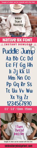 BX Embroidery Font' Puddle Jump Native Embrilliance BX 13-125mmUS