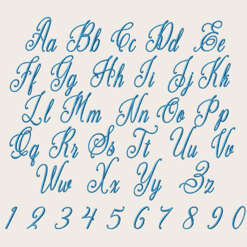 BX Embroidery Font, Skinny Script Peaceful Stitch, PES DST Cursive