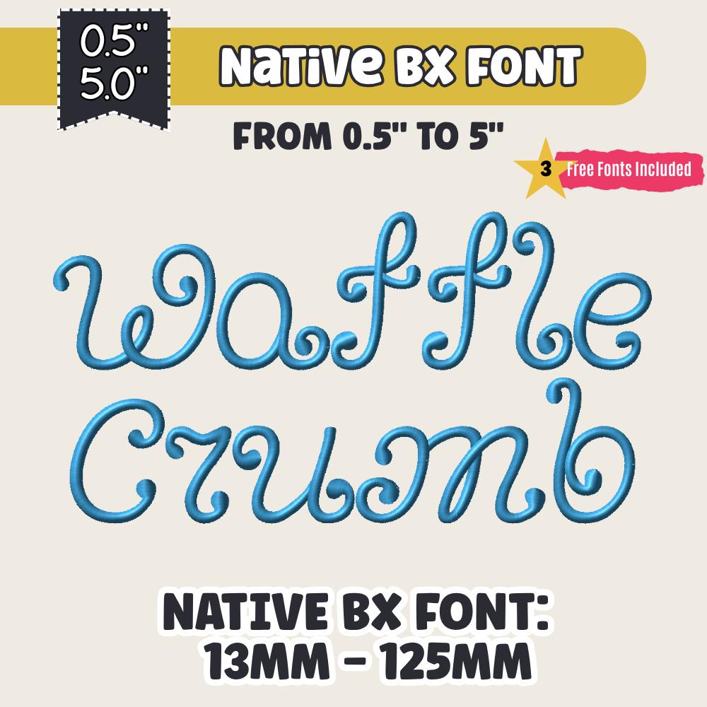 Native BX Embroidery Font, Coastal Hug Scalable 0.5-5.0in Alphabet