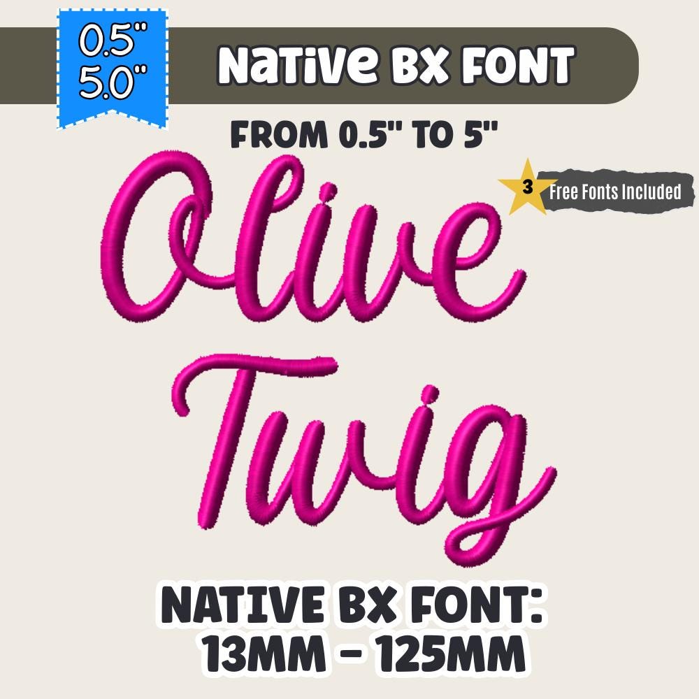 Native BX Embroidery Font Olive Twig, Elegant Vintage Alphabet Set