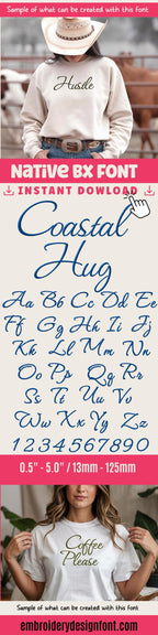 Bx Embroidery Font, Coastal Hug Native BX Font, Embrilliance Download