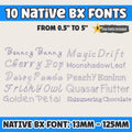 BX Embroidery Font, 10 Font Set Native BX For Embrilliance, 13-125mm