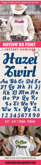 BX Embroidery Font Coastal Hug X, Native Embrilliance Ready 13-125mm
