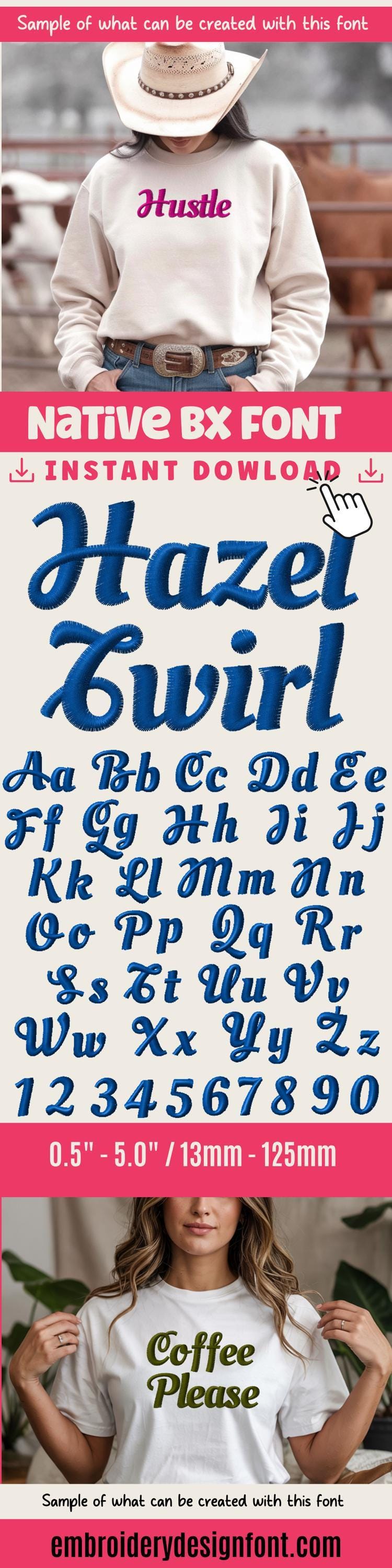 BX Embroidery Font Coastal Hug X, Native Embrilliance Ready 13-125mm