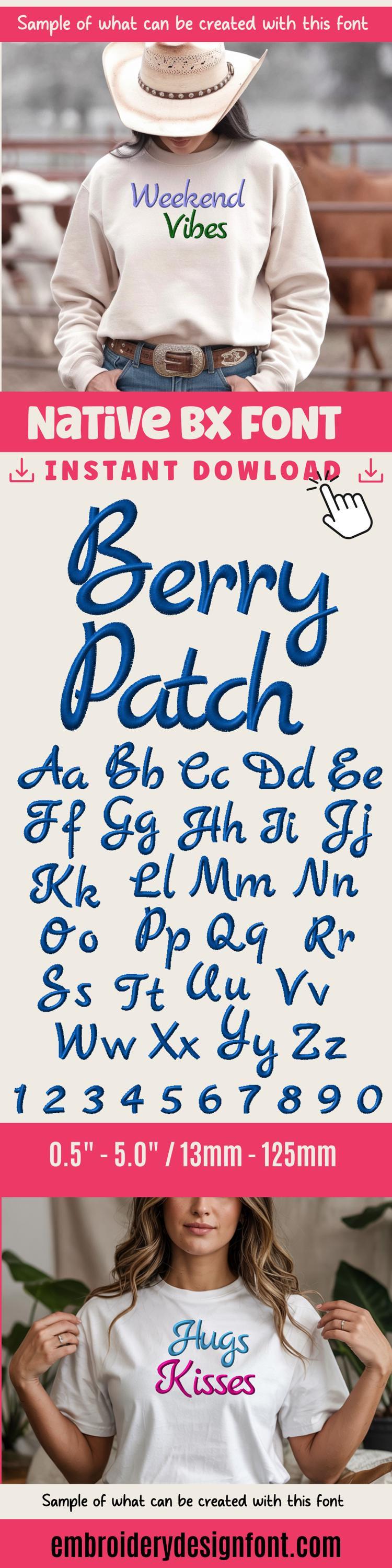 BX Embroidery Font, Coastal Hug Native BX, 0.5"–5" Letters Stitch