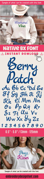 BX Embroidery Font, Coastal Hug Native BX, 0.5"–5" Letters Stitch