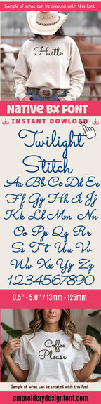 Native BX Embroidery Font, Coastal Hug BX 0.5–5 Inch Scalable,Edit