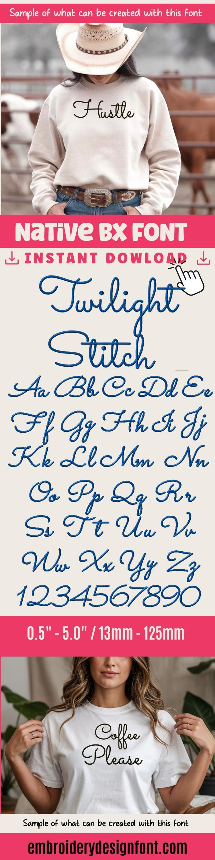 Native BX Embroidery Font, Coastal Hug BX 0.5–5 Inch Scalable,Edit
