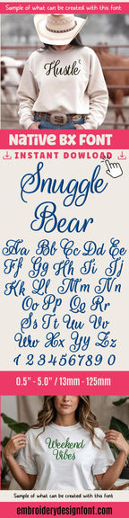 Native BX font' Coastal Hug Embroidery Font 13-125mm UppercaseXL