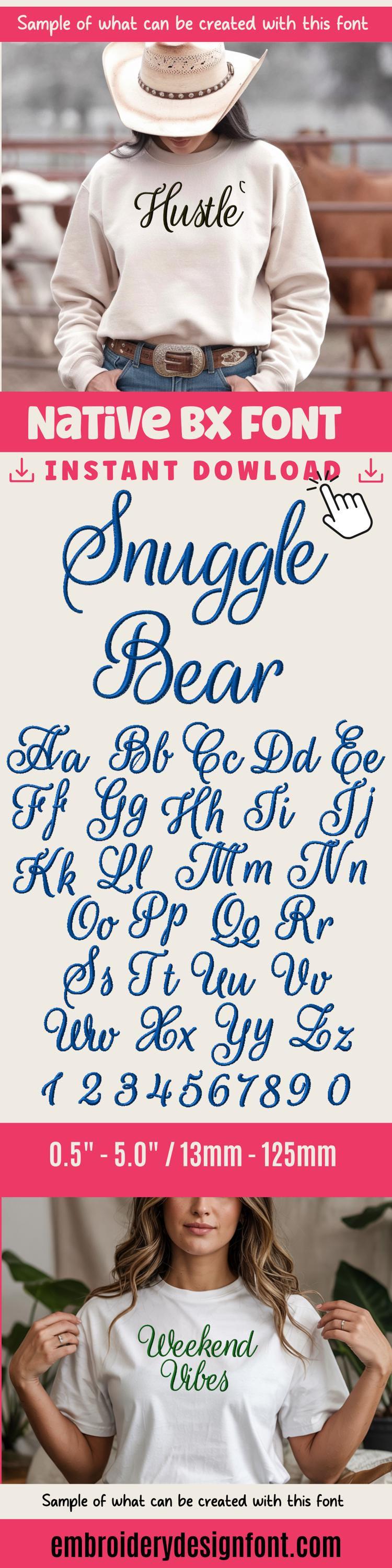 Native BX font' Coastal Hug Embroidery Font 13-125mm UppercaseXL