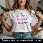 BX Embroidery Font' Skinny Script Lolly Doodles, Alphabet, 125mm.