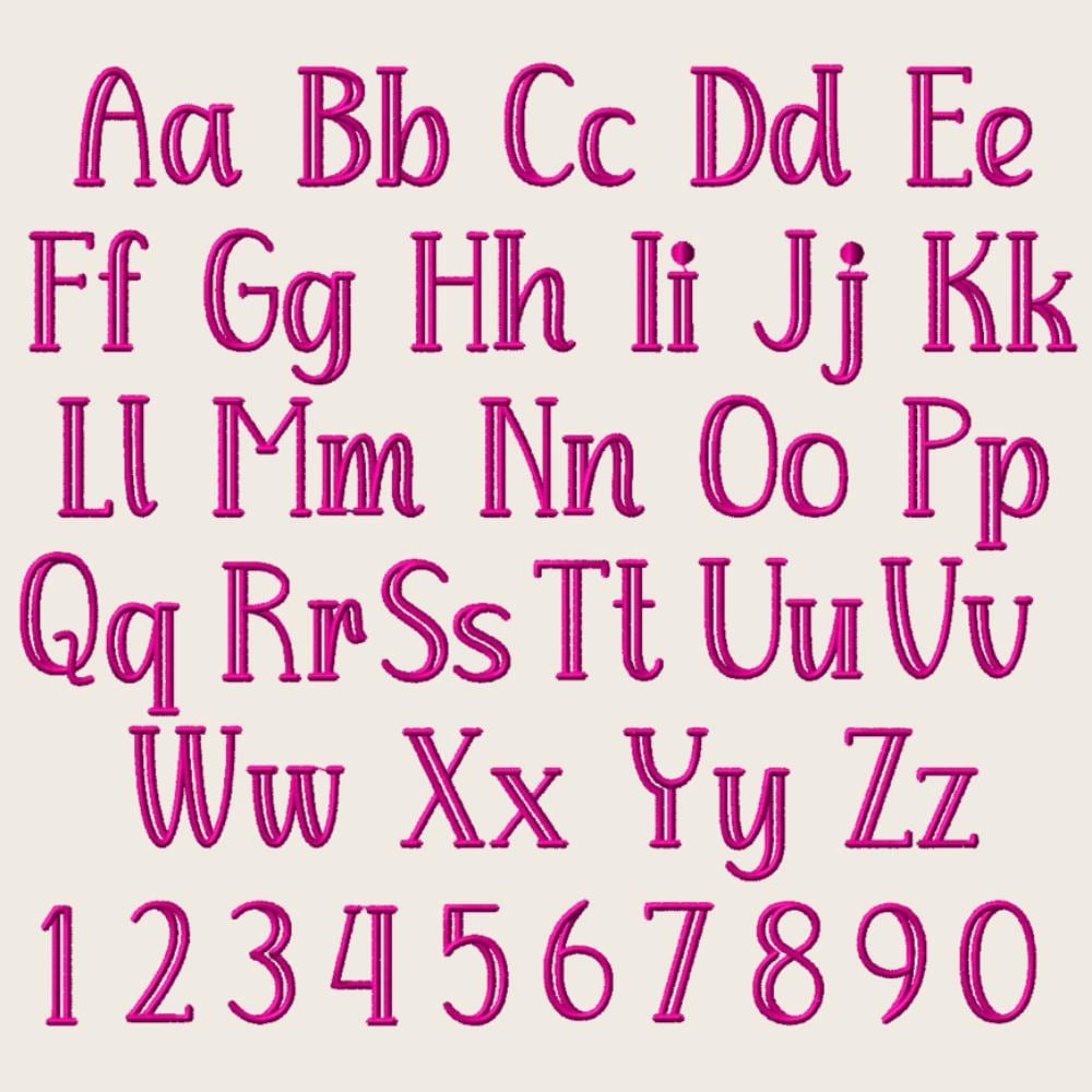 BX Embroidery Font, Tall Skinny Cursive Alphabet PES+ DST 13-125mm