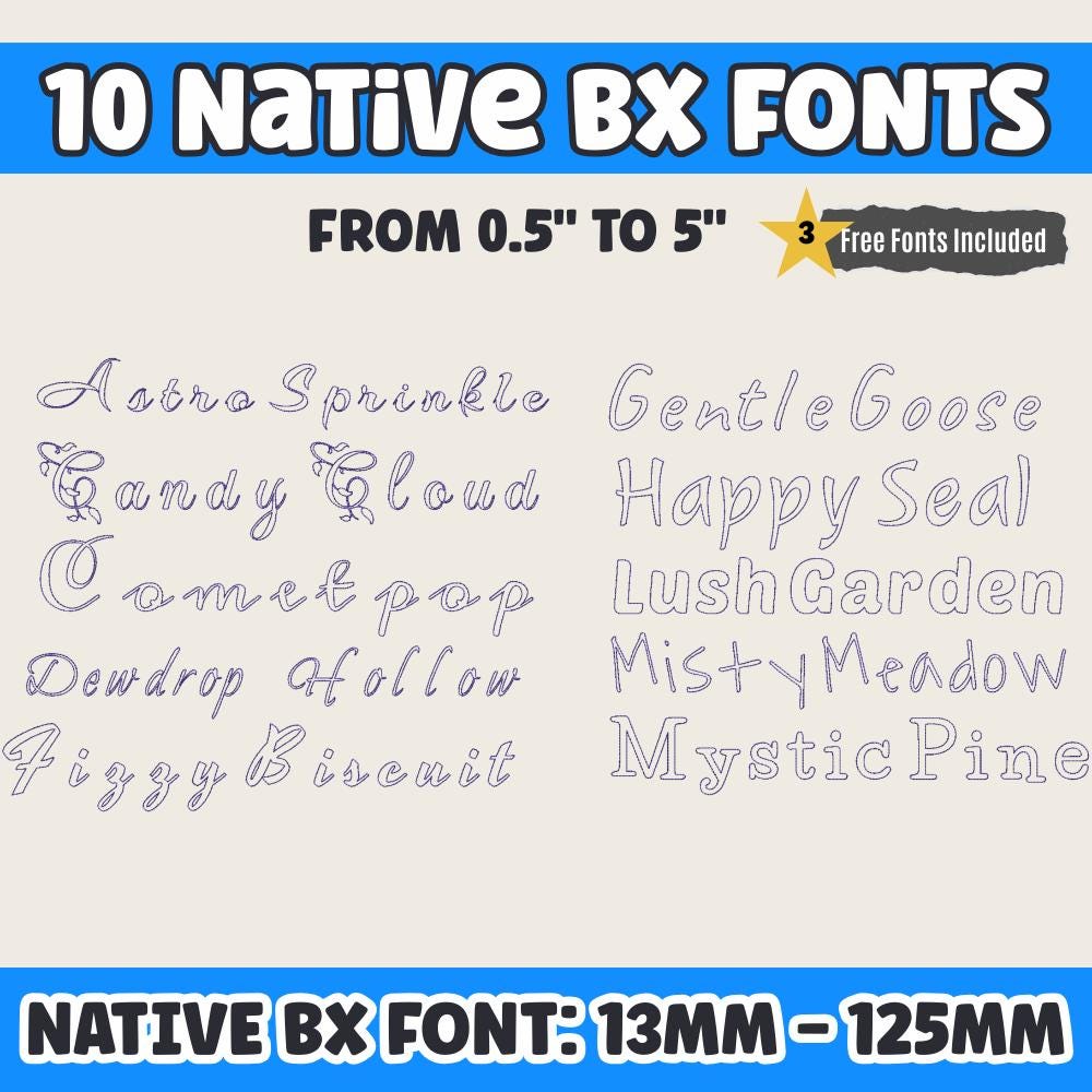 BX Embroidery Font, 10-Style Vintage Floral Alphabet, Native BX Set