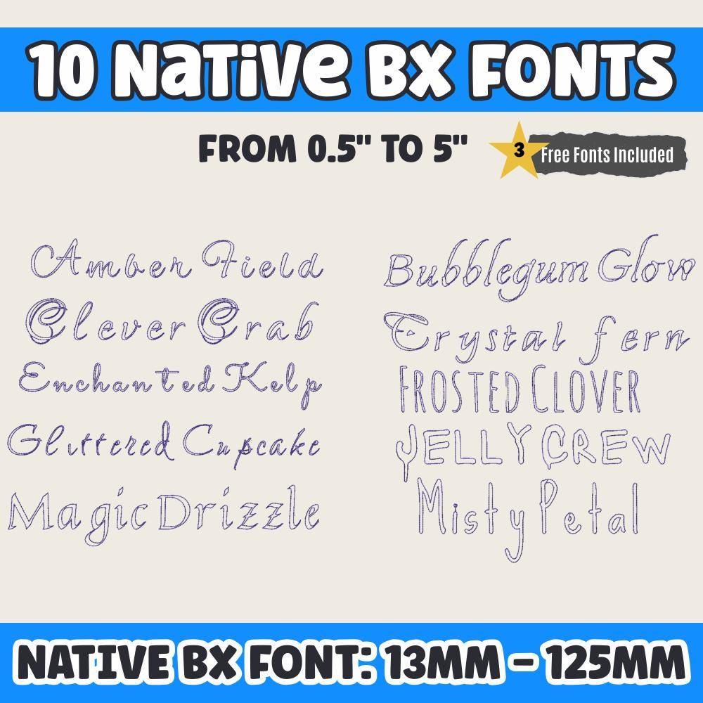 BX Embroidery Font, 10-Set Native BX Embrilliance Vintage Alpha