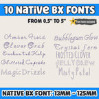 BX Embroidery Font, 10-Set Native BX Embrilliance Vintage Alpha