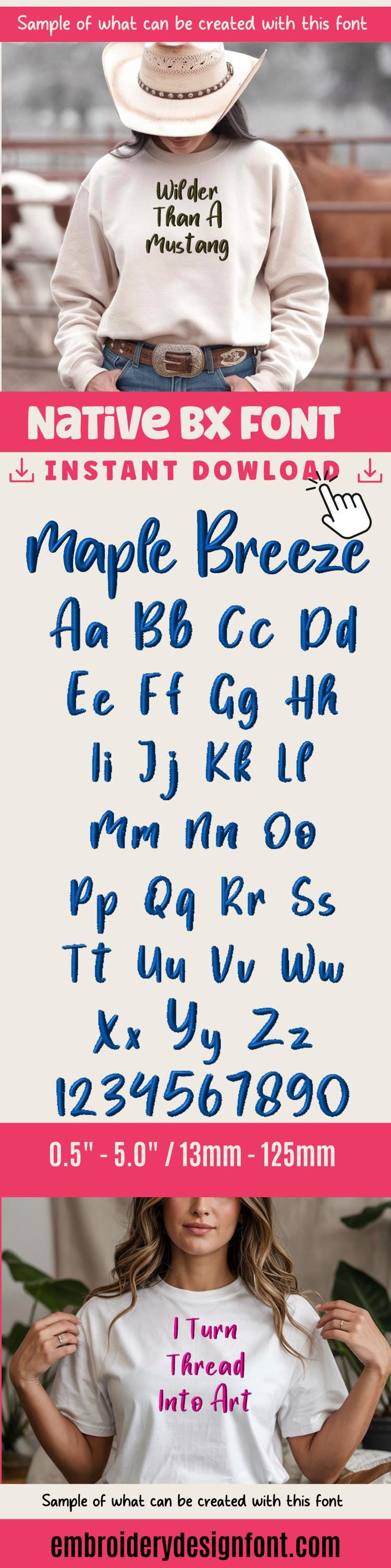 Bx Embroidery Font, Maple Breeze Native Embrilliance 13-125mm Pro