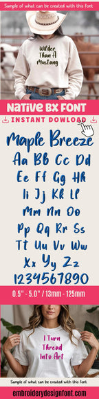 Bx Embroidery Font, Maple Breeze Native Embrilliance 13-125mm Pro