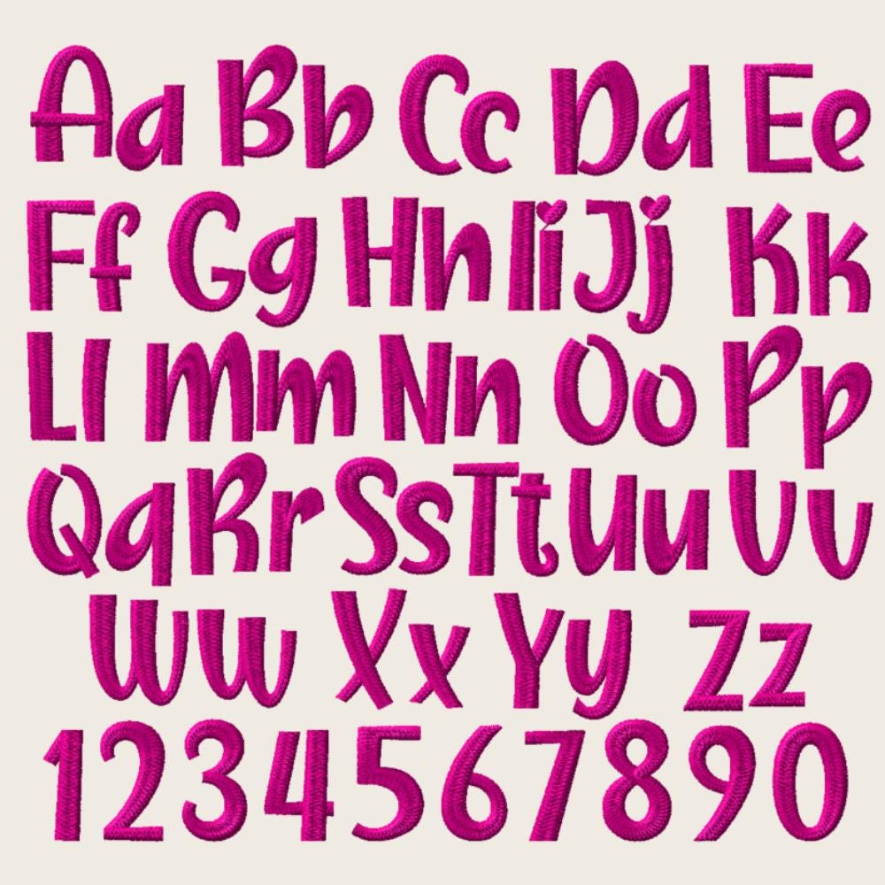 Bx Embroidery Font, Coastal Hug Script Alphabet, Monogram 0.5-5in
