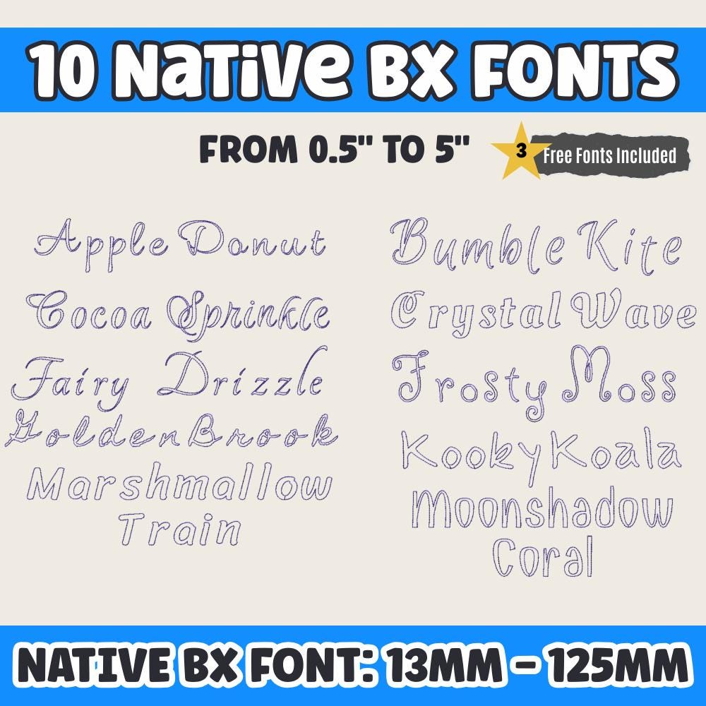 BX Embroidery Font', 10 Native BX Fonts, Vintage Floral Alphabet.