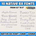 BX Embroidery Font', 10 Native BX Fonts, Vintage Floral Alphabet.