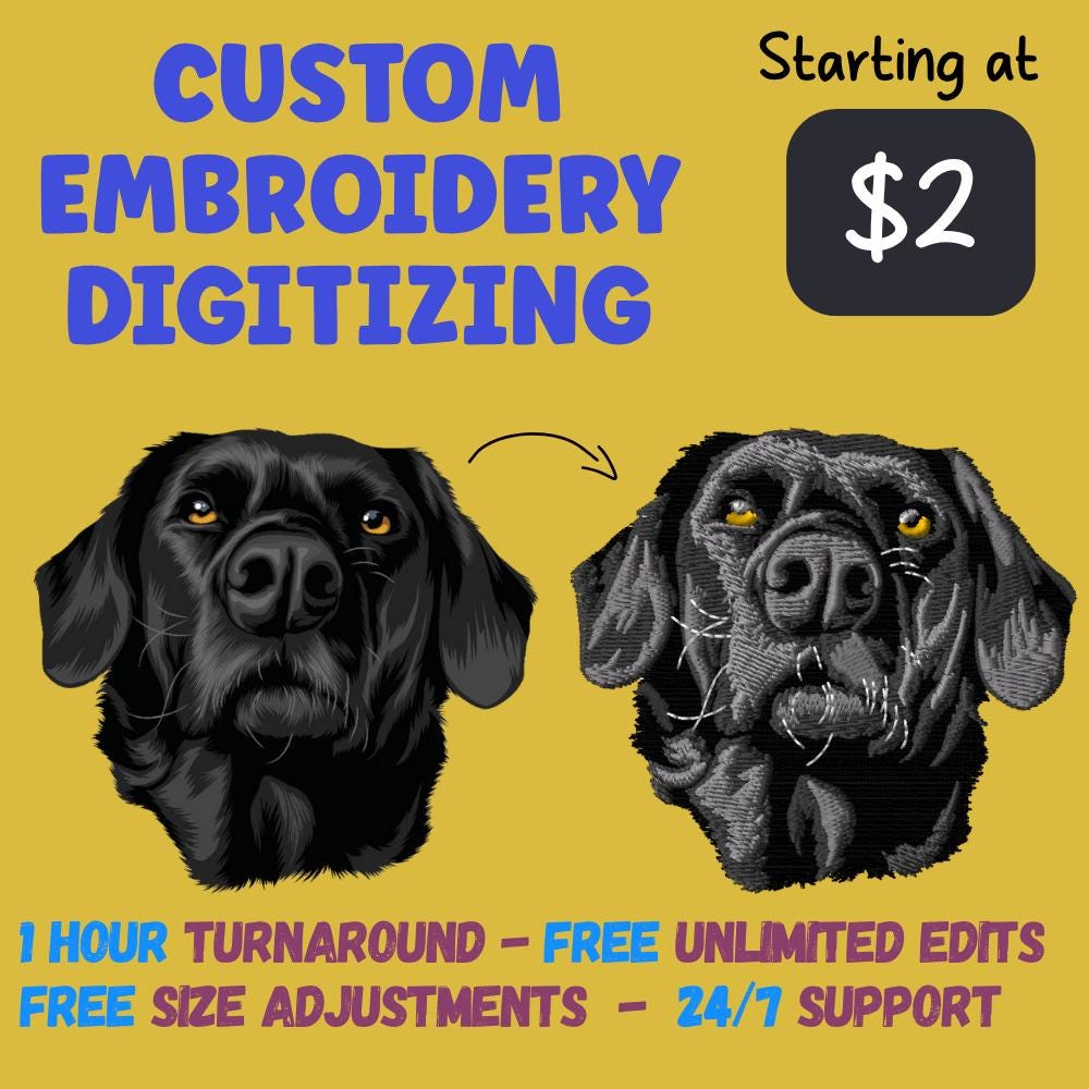 Custom Embroidery Digitizing, Logo & Patch, Multi-Format Fast PES