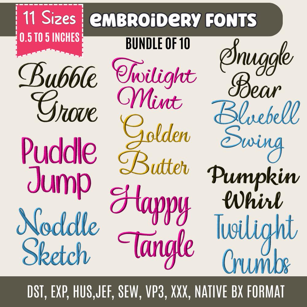 Machine Embroidery Font, BX Cursive Monogram Script, 11 Sizes PES