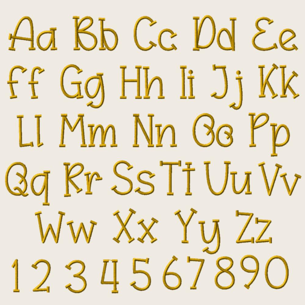 BX Embroidery Font, Coastal Hug Script, 13mm–125mm Resizable Edits