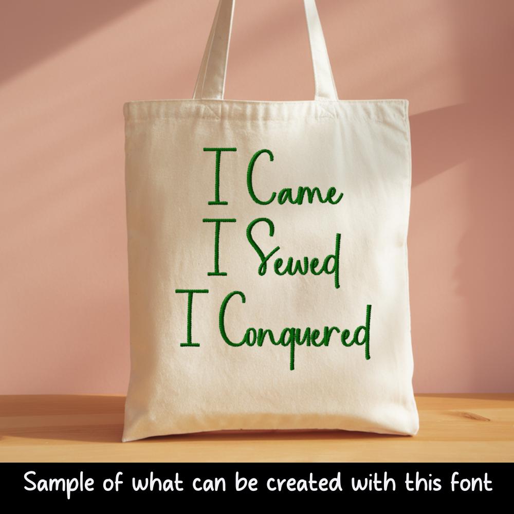 BX Embroidery Font, Taller Skinny Script Alphabet PES DST 13–125mm