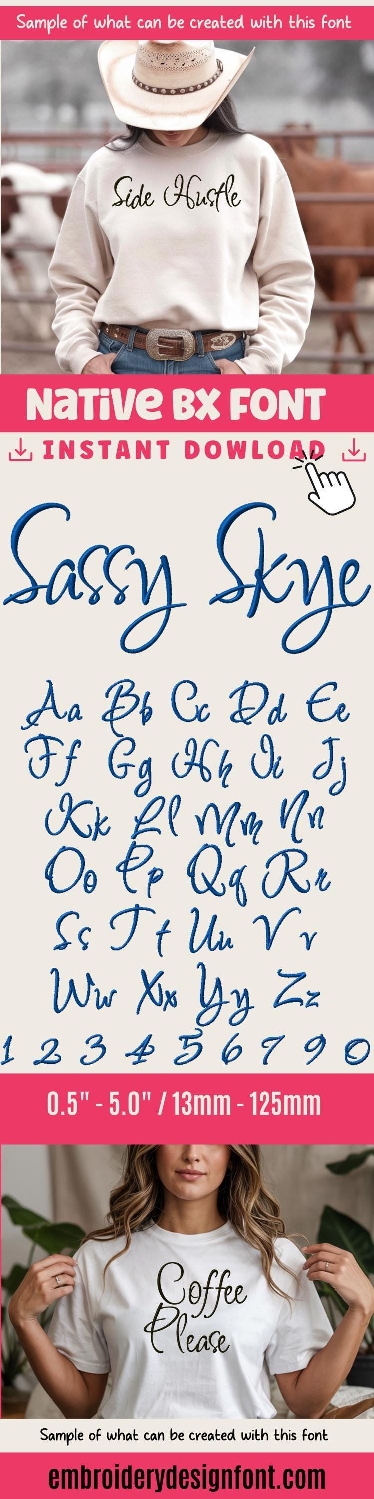 Native Bx Font, Coastal Hug BX Embroidery, 0.5"–5" Scalable