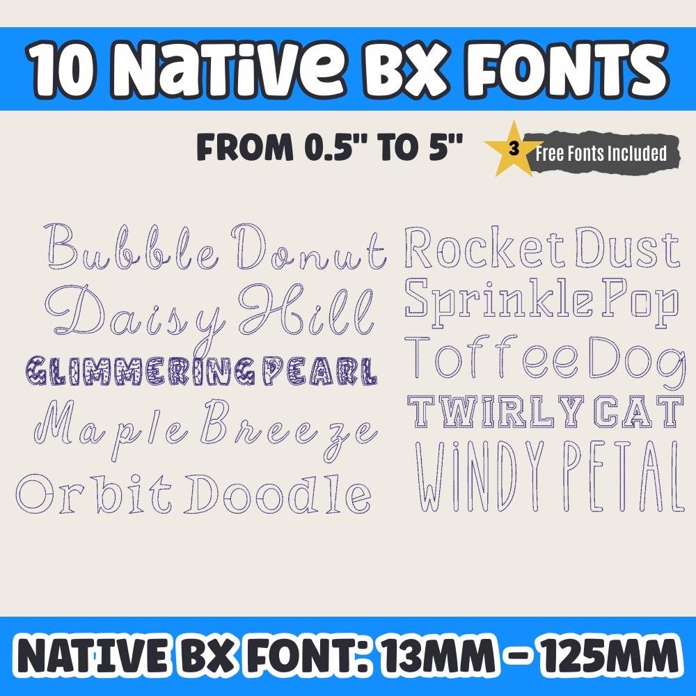 BX Embroidery Fonts' Native BX 10-Set Embrilliance Vintage 13-125mm