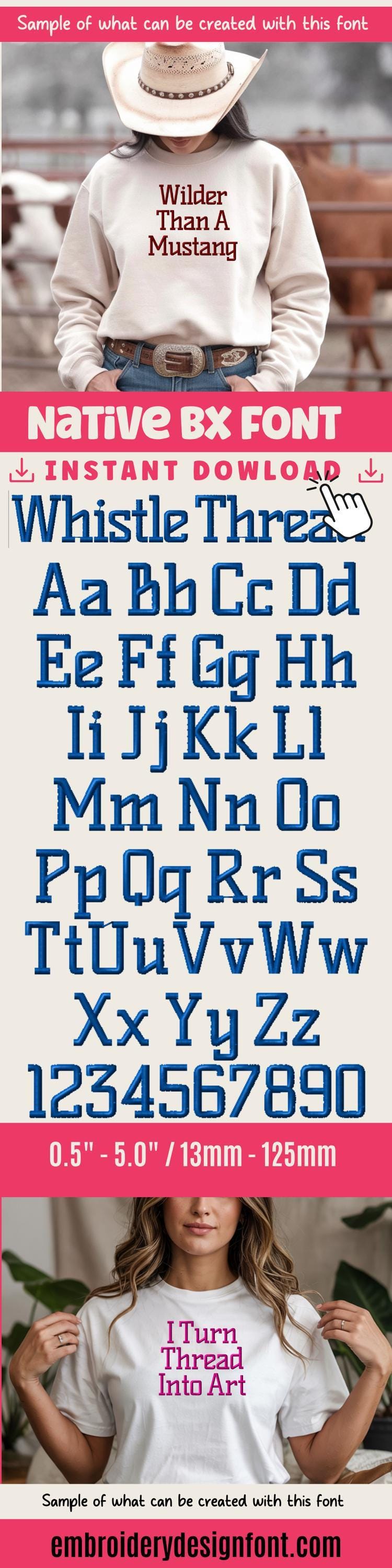 Native BX Font Coastal Hug, Embroidery BX Font, Editable, 13–125mm