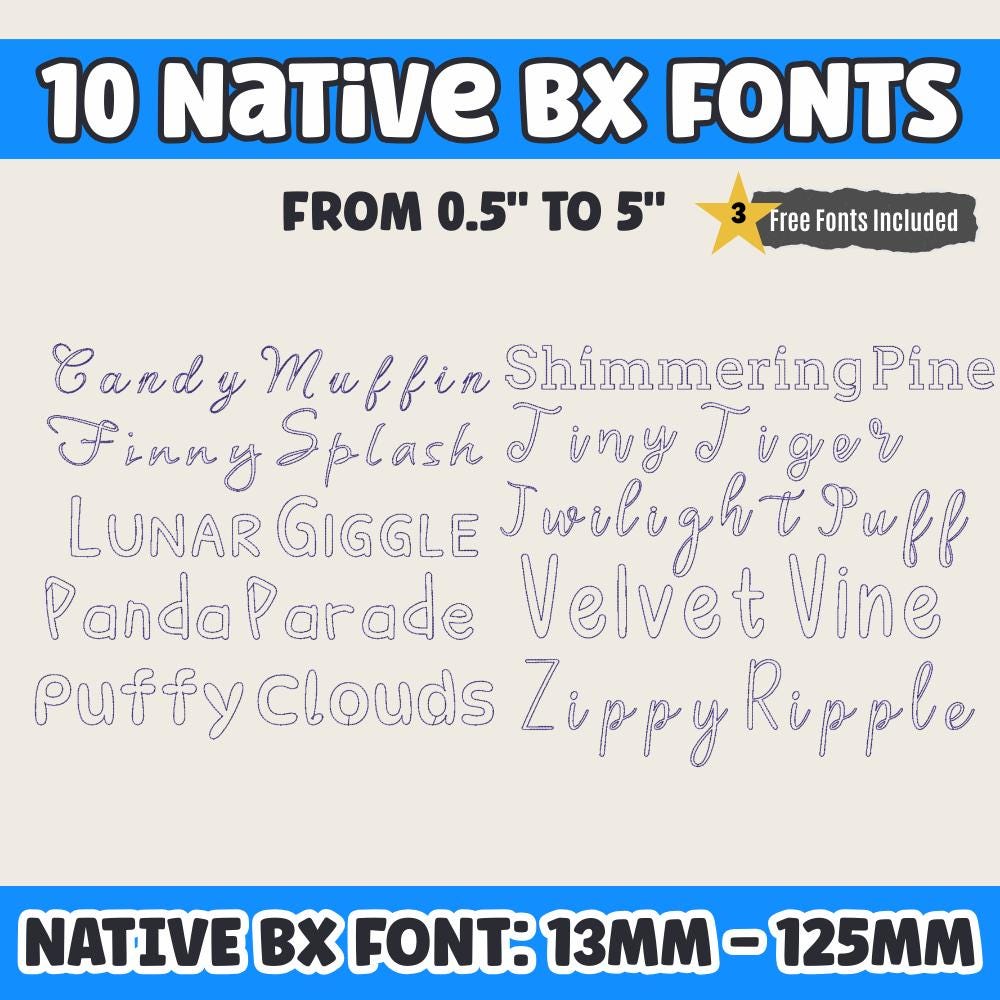 BX Embroidery Font'10 Font Set BX Embrilliance Vintage 13-125mm