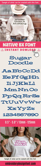 BX Embroidery Font' Sugar Doodle, Scalable 0.5"-5" Native BX Edit