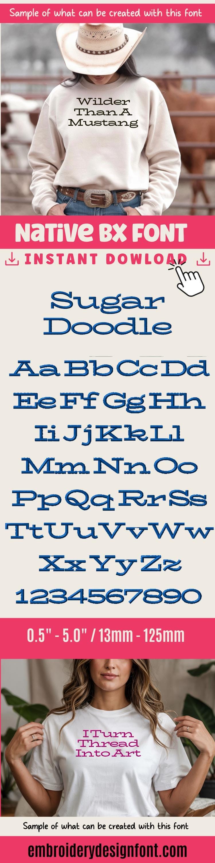 BX Embroidery Font' Sugar Doodle, Scalable 0.5"-5" Native BX Edit
