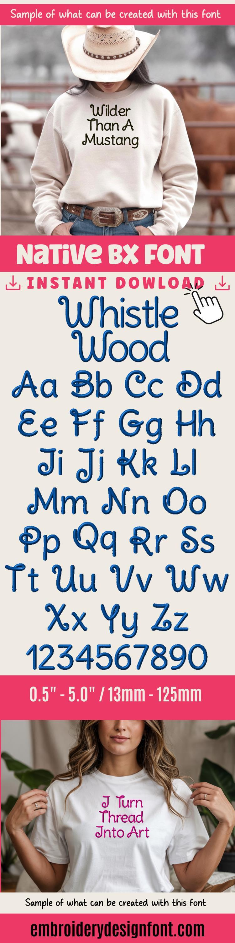 Native Bx Embroidery Font, Coastal Hug BX, Scalable 13mm–125mm Pro
