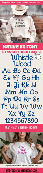 Native Bx Embroidery Font, Coastal Hug BX, Scalable 13mm–125mm Pro