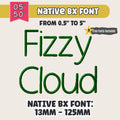 BX Embroidery Font, Fizzy Cloud Native BX Embrilliance 0.5-5in.